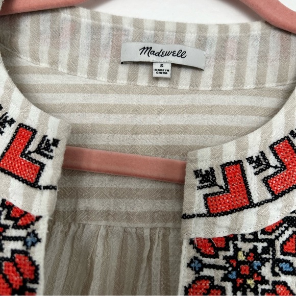 Madewell Striped Embroidered Tunic Top Size S - Picture 4 of 7
